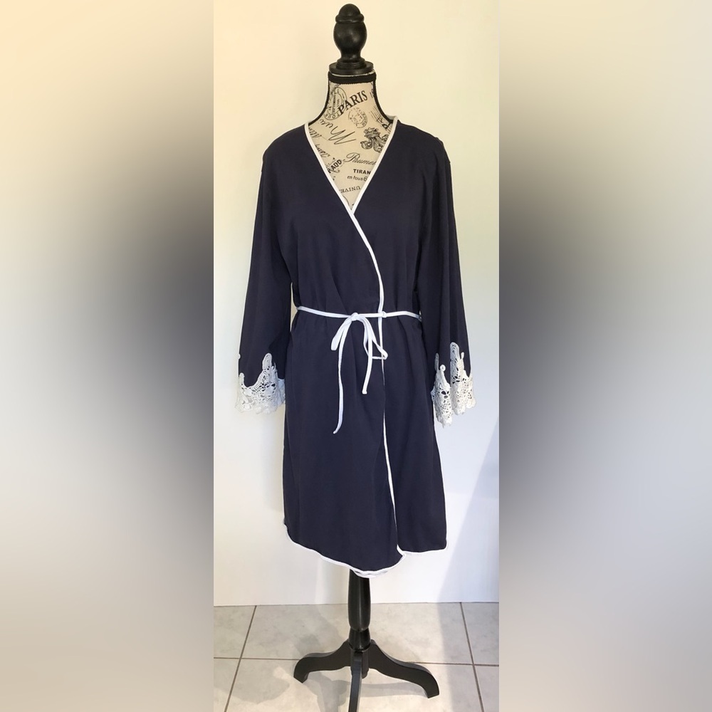 Alcea Rosea Housecoat blue/white large